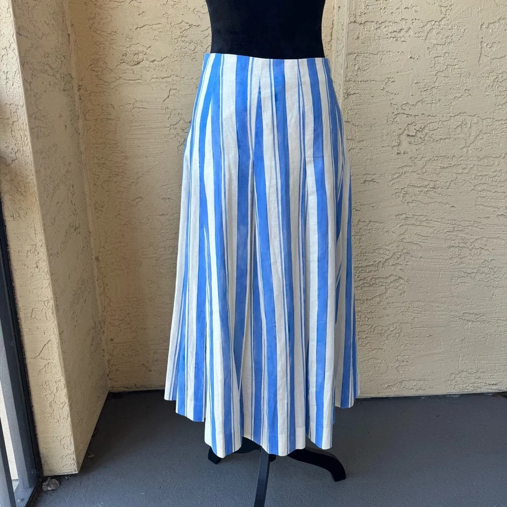 Mestiza New York Seville Midi Skirt Sz 12 Santorini Stripe Linen Blend NWT - Picture 6 of 12